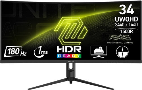 MSI MAG 342CQR E2 34" UWQHD Curved Gaming Monitor, 180Hz