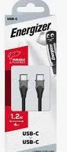 Energizer 1m USB-C to USB-C Metal Charging Cable – Black (ETEC141CFBK) Energizer