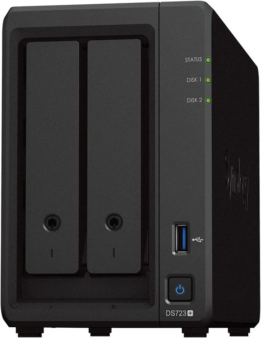 Synology DS723+, 2 Bay DiskStation NAS, AMD Ryzen, 2GB RAM