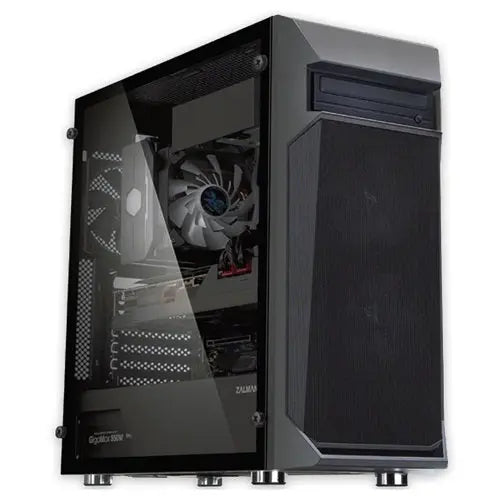 Zalman Z1 PLUS Mid-Tower Case, Glass Panel, 3x120mm Fans, ATX Zalman