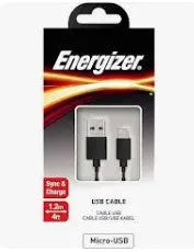 Energizer 1m USB-A to USB-C Metal Charging Cable – Black (ETEC140CFBK) Energizer