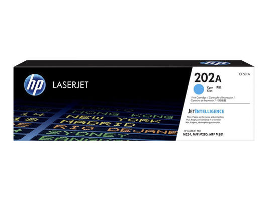 HP 202A CYAN TONER - M254, M280, M281 COMPATIBLE PRINTERS | Conford IT